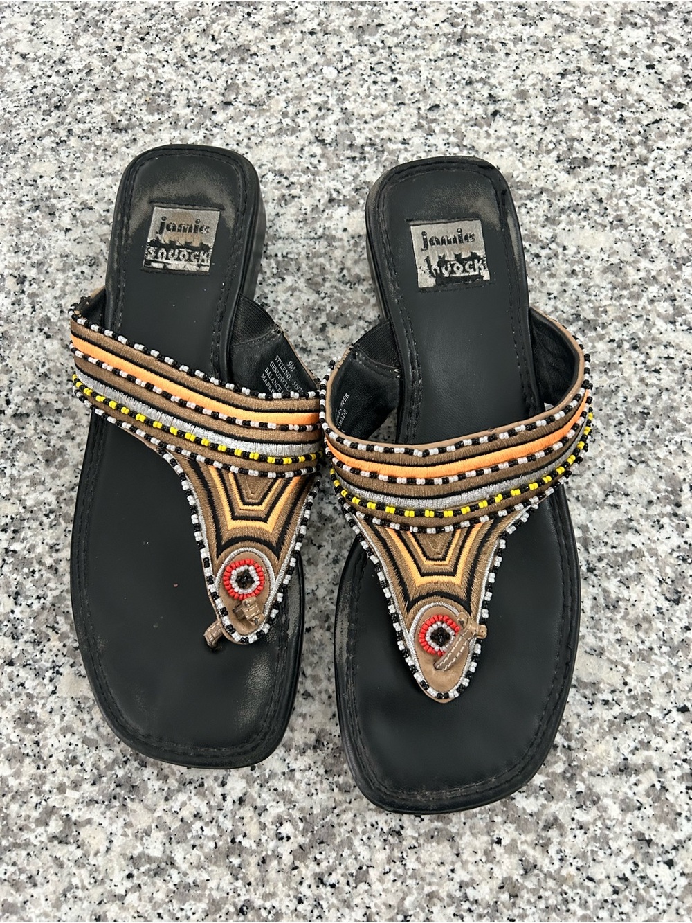 Jamie Sadock Leather Beaded African Boho Thong Sandals: Women's 9-Style 51921